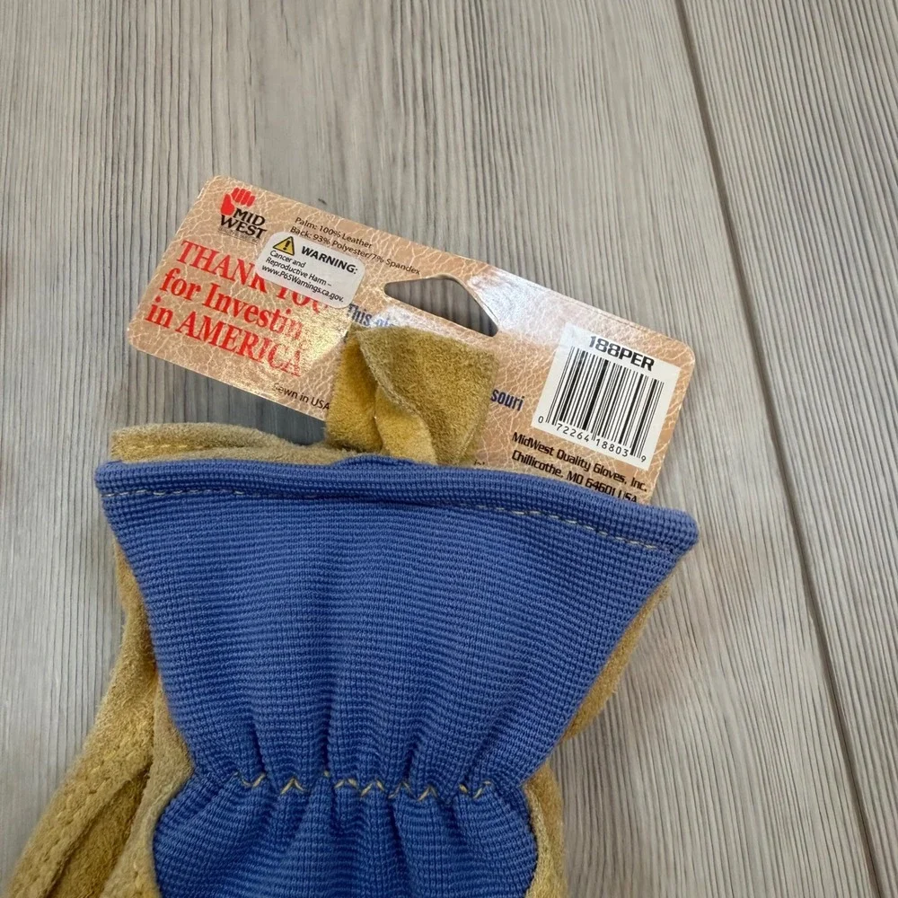 Lot of 2 NWT MidWest USA Sewn Womens Premium Leather Suede Work Gloves Large